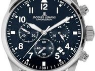 Jacques Lemans Chronograph Barcelona, Quarzuhr, Armbanduhr, Herrenuhr, Edelstahlarmband,bis 10 bar wasserd.