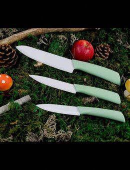 Keramikmesser Set | Koch - Allzweck - Gemüsemesser | Grüner Griff | Zirkonoxid-Keramik - Sinsheim