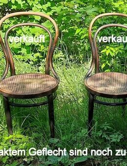 2 original Vintage Thonet(?) Stühle mit intaktem, stabilen Sitzgeflecht - - Niederfischbach