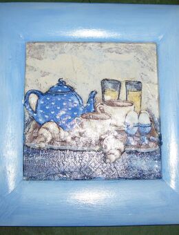Gipsbild Küchenmotiv handgemacht 20x20 cm - Krefeld