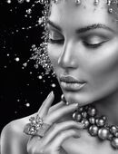 Silver Face, Fotodruck 20x30 cm glänzend, Schönheit Luxus Eleganz, Design&Stil in 29227