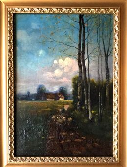Erstklassiges Ölgemälde um 1890 v. ADLER (?), Schäfer mit Herde auf Feldweg!! - Berlin