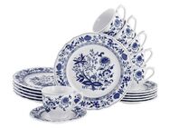 CreaTable Kaffeeservice Flora Zwiebelmuster, Kaffee-Service 18 tlg (18-tlg), 6 Personen, Porzellan, Nostalgisch, Vintage