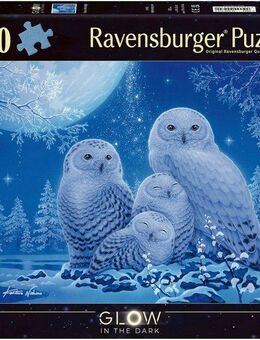 Ravensburger Puzzle Glow in the Dark, Eulen im Mondschein, 500 Puzzleteile, Made in Germany