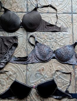 3 Push up-Balkonett-BHs-BH-Set-Slip-schwarz-braun-tiger-75 c/80 b - Bordesholm