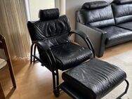 ☀️Italienischer Vintage Design Sessel aus Leder inkl. Hocker - Überlingen Zentrum