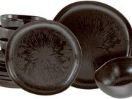 CreaTable Teller-Set Natura Organic Rusty, Tellerset 12-tlg (12-tlg), 4 Personen, Steinzeug, Seidenmatte Effektglasur