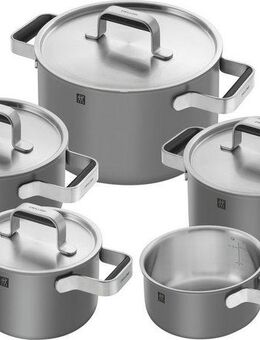 Zwilling Topf-Set Pure, Edelstahl 18/10 (Set, 5-tlg., 3 Kochtöpfe (16, 20 & 24 cm), Bratentopf 20 cm, Stieltopf 16 cm), Stay-Cool-Griffe, 3-lagige Bodentechnologie