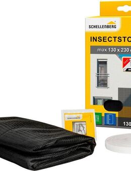 SCHELLENBERG Fliegengitter-Gewebe für bodentiefe Fenster und Türen, (Set, 1-St), Insektenschutz ohne bohren, 130 x 230 cm, weiß und anthrazit