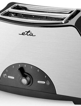 eta Toaster Lenny ETA216690000, 2 kurze Schlitze, für 2 Scheiben, 800 W, Silber, mit 7 Bräunungsstufen und Brötchenaufsatz