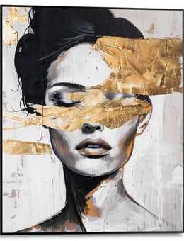 Reinders! Poster Stylish Lady, Wohnzimmer - Schwarz - MDF - Gold - 40x50 cm