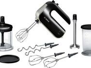 BOSCH Handmixer HomeProfessional MFQ4885DE, 2x Edelst. Besen, 1x Knethaken, schwarz, 575 W, 5 Stufen, Turbostufe, Zerkleinerer, Mixfuß, Mixbecher, Made in Europe