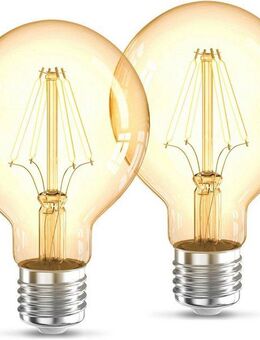 B.K.Licht LED-Leuchtmittel BK_LM1400 LED Leuchtmittel 2er Set E27 G80, E27, 2 St., Warmweiß, 2.200 K Edison Vintage Glühbirne Filament