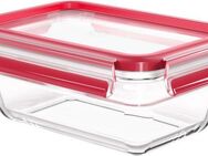Emsa Aufbewahrungsbecher Clip & Close Glas, Glas, Polyprophylen (PP), (2-tlg), 0,85 Liter, rechteckig, Stapelkante, backofengeeignet, auslaufsicher