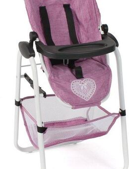 CHIC2000 Puppenhochstuhl Jeans Pink, mit abnehmbarem Tablett