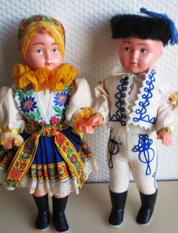 Trachten-Puppenpaar,Tschechien ?,Alt,ca. je 31 cm - Linnich