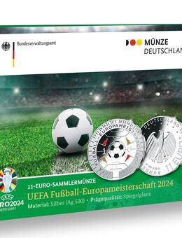 11 Euro Münze BRD 2024 "UEFA Fußball Europameisterschaft 2024 -A-, Neu, OVP - Büren