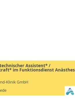 Anästhesietechnischer Assistent* / Pflegefachkraft* im Funktionsdienst Anästhesie - Westerstede