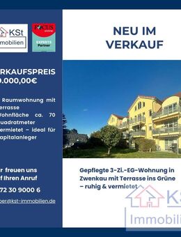 Gepflegte 3-Zi.-EG-Wohnung in Zwenkau mit Terrasse ins Grüne - ruhig & vermietet - Zwenkau