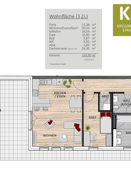 Lichtdurchflutete Neubauwohnung mit Dachterrasse und offener Grundrissgestaltung - Köln