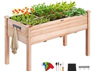 Hochbeet Holz Pflanzkübel mit Ablage Blumenkasten 100kg Tragfähigkeit Garten Pflanzkasten Terrassen Gemüsebeet Gartenbeet Pflanzbeet 120x58x76cm ideal für den Anbau von Gemüse Obst Kräutern Set453 - Wuppertal