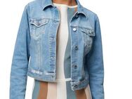 Zero Jackenblazer zero Jeansjacke blau mit Knopfleiste Knopfleiste