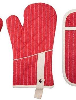 stuco Topfhandschuhe gestreift, (Set, 3-tlg., bestehend aus 2x Ofenhandschuh, 1x Küchengreifhilfe)