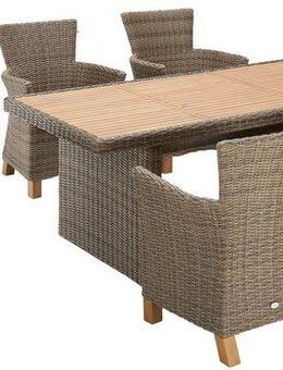 MERXX Garten-Essgruppe Toskana, (13-tlg., 6 Sessel, 1 Wangentisch 185x90 cm, inkl. Sitzkissen), Aluminium, Polyrattan, Akazienholz FSC 100 %, geeignet für 6 Personen