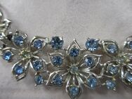 Damen Halskette Trachtenkette blaue Blümchen Dachbodenfund - Kemmern