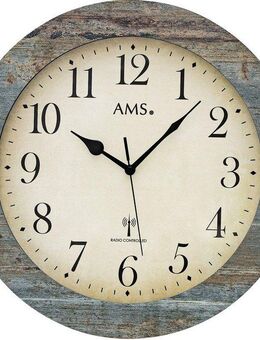 AMS Funkwanduhr F5562 (Made in Germany,Quarz,Holz,Wohnzimmer,Küche,Arbeitszimmer, Flur)