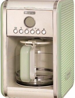 Ariete Filterkaffeemaschine Vintage grün 1342, 1,5l Kaffeekanne, Permanentfilter, Startzeit Kaffeezubereitung programmierbar