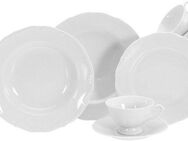 CreaTable Kombiservice Geschirr-Set Maria Theresia (30-tlg), 6 Personen, Porzellan, Service, weiß, klassische, traditionelle Form, 30 Teile für 6 Personen