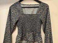 Smock-Bluse mit Blumenprint | Blau-Beige | Größe S - Braunschweig