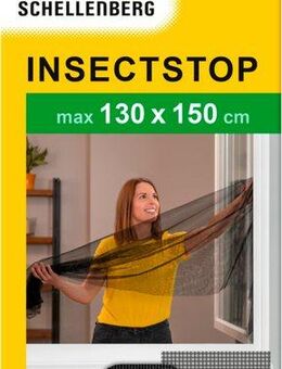 SCHELLENBERG Fliegengitter-Gewebe für Fenster ohne bohren, (Set, 1-St), Insektenschutz inkl. Befestigungsband, 130 x 150 cm, anthrazit, weiß