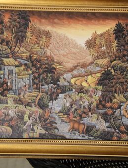 Landschaftsbild aus Bali mit goldfarbenem Rahmen ca. 43x59cm - Köln