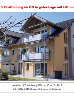 Kapitalanleger gesucht: 3 Zi.-Wohnung OG mit Balkon, Tiefgarage und Stellplatz, ca. 80 m², BJ 2012 - Jestetten