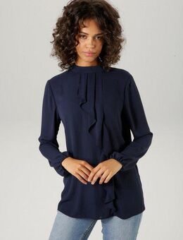 Aniston CASUAL Langarmbluse mit kleinem Volant im Vorderteil