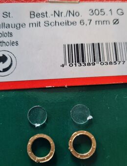 2 Bullaugen D: 6,7mm aus Kunststoff Goldfarben verglast - Düsseldorf