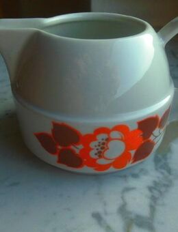 Schirnding Porzellan Milchgießer weiß orange braun Blume Vintage 3,- - Flensburg