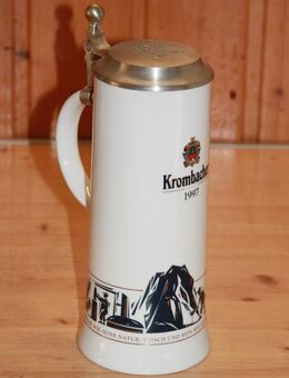 Krombacher Jahreskrug 1998 Bierkrug m Deckel 1 L Keramik Steingut Steinzeug - Borken