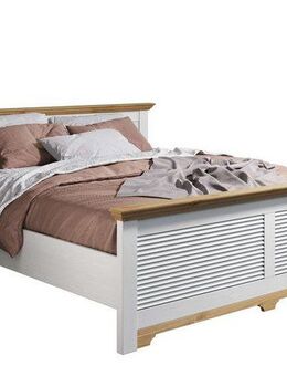 Home affaire Bett Rauna, Landhausstil, edles Design mit Lamellen und Kassetten, 2 Farben (Breite/Belastbarkeit 180cm=220 KG, 90cm=120KG), FSC® zertifiziertes Kieferholz, massive Qualität mit Lattenrost