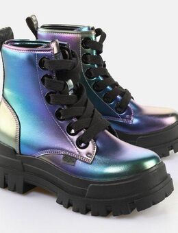 Buffalo ASPHA LACE UP HI Schnürboots, Schnürboots, Freizeitschuh, Plateauboots mit modischem Farbverlauf