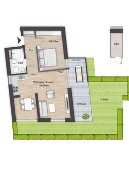 Urban Living Stylische 2 Zimmer-Neubauwohnung mit Terrasse - - Bamberg