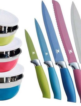 KING Messer-Set AROMI Metallic (Set, 5-tlg), inklusive 3tlg. Schüssel-Set