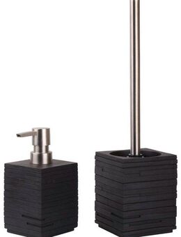 Sanilo Badaccessoire-Set Calero Black, Kombi-Set, 2 tlg., bestehend aus Seifenspender und WC-Bürste, geriffelt