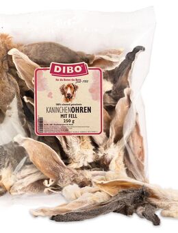 DIBO Kaninchen-Ohren mit Fell - Sparpaket: 2 x 250 g
