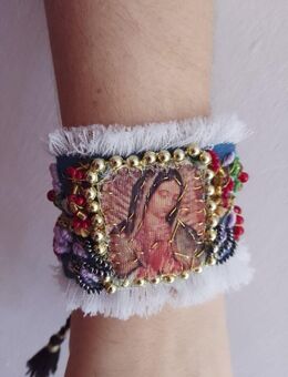 Handgefertigtes Jeansarmband mit der Jungfrau von Guadalupe /Neu - Hamburg