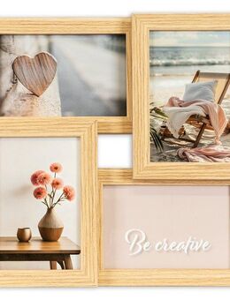 queence Bilderrahmen Collage Rahmen 3D Holz in braun, für 4 Bilder (1 St), Platz für 4 Fotos in 10x15cm