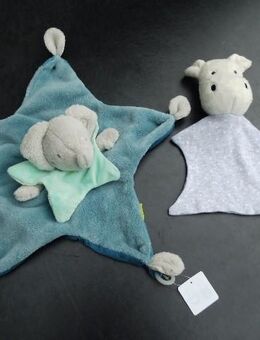 2 Schmusetücher zus. 5,-: Beauty Baby Müller Elefant neu+Topomini Ernsting's Family Kuh sehr gut erhalten - Flensburg