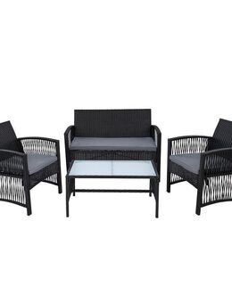 Polyrattan Gartenmöbel Set Rattan Sitzgruppe Rattanmöbel Gartenset Lounge Möbel schwarz - Ingolstadt